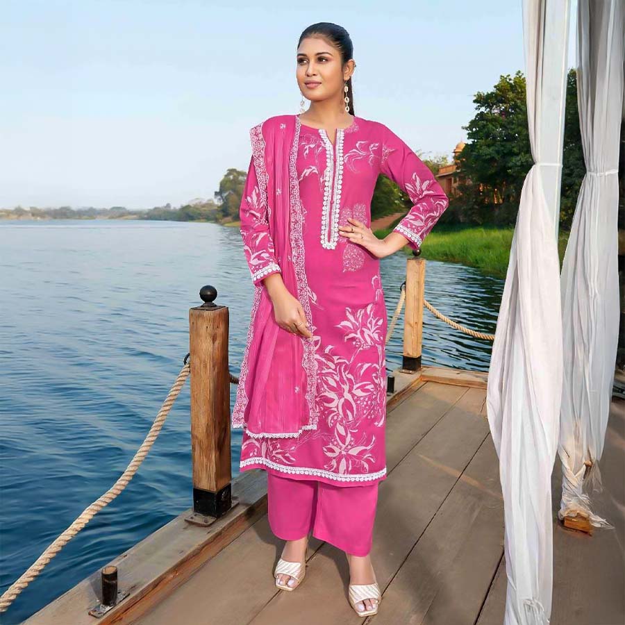 Pink  Cotton Casual Wear Salwar Kameez