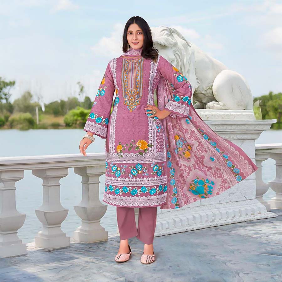 Purple Cotton Casual Wear Salwar Kameez