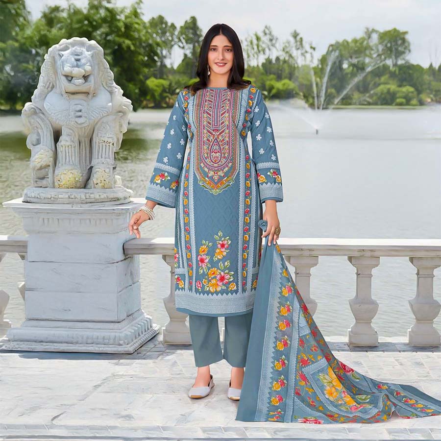 Blue Cotton Casual Wear Salwar Kameez