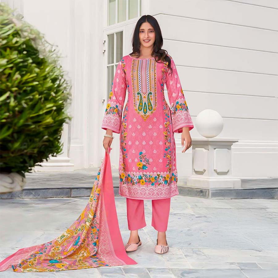 Pink  Cotton Casual Wear Salwar Kameez