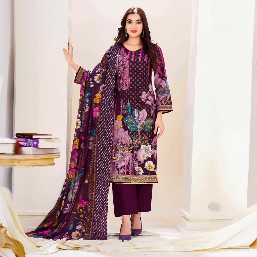 Magenta  Cotton Printed Salwar Kameez