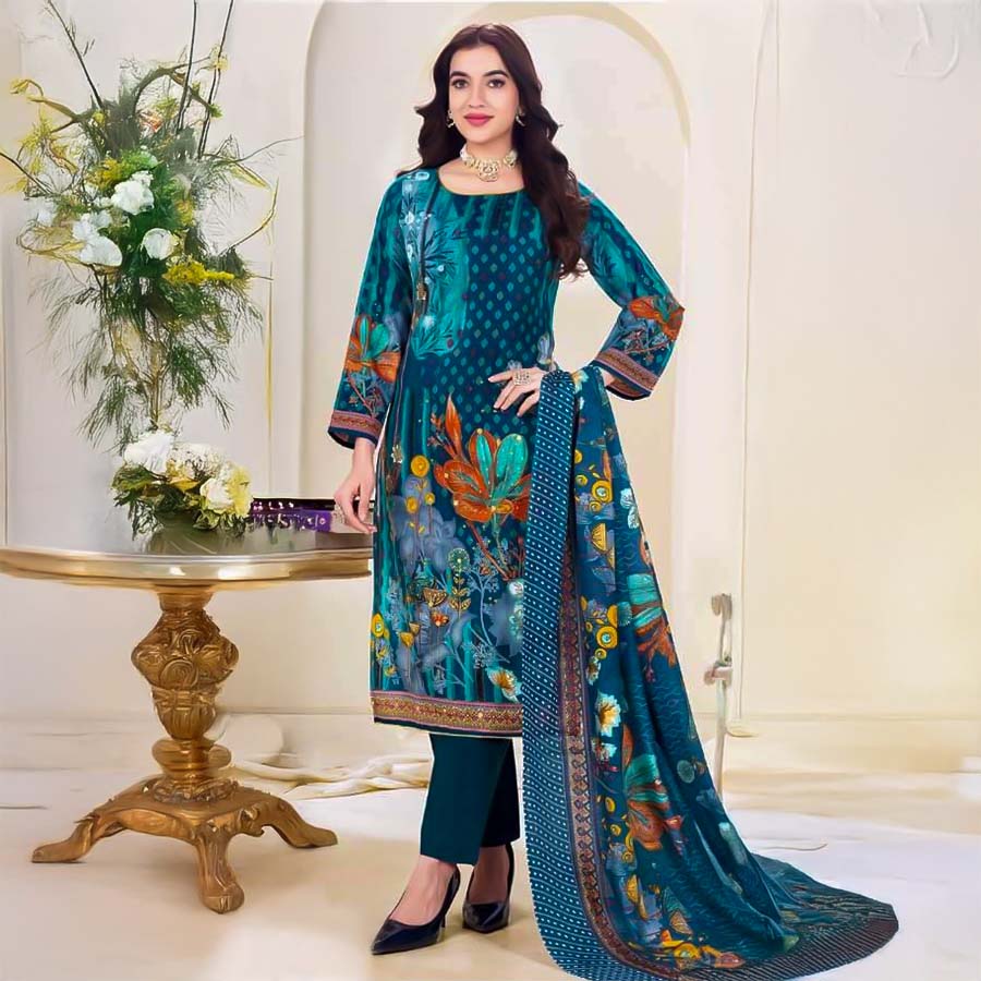 Blue  Cotton Printed Salwar Kameez