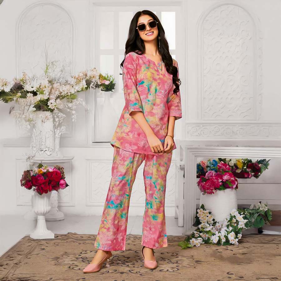 Pink  Vatican Printed Kurti