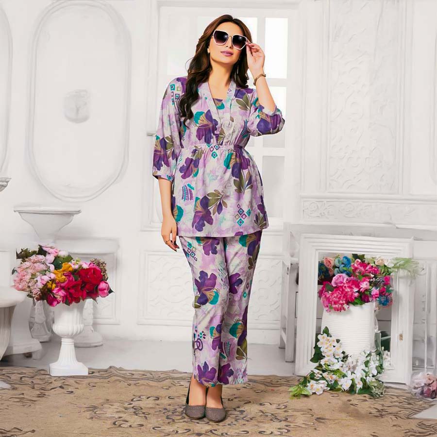 Purple  Vatican Printed Kurti