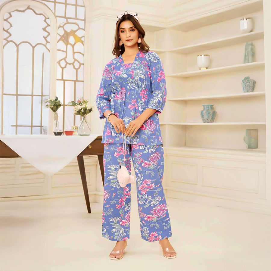 Purple  Cotton Printed Kurti
