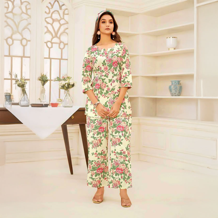 Green  Cotton Printed Kurti