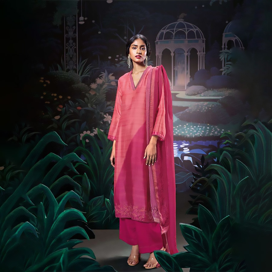 Pink Silk Designer Suit