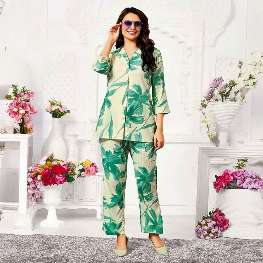 Green  Rayon Printed Kurti
