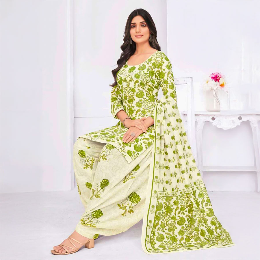 Green  Cotton Casual Wear Salwar Kameez