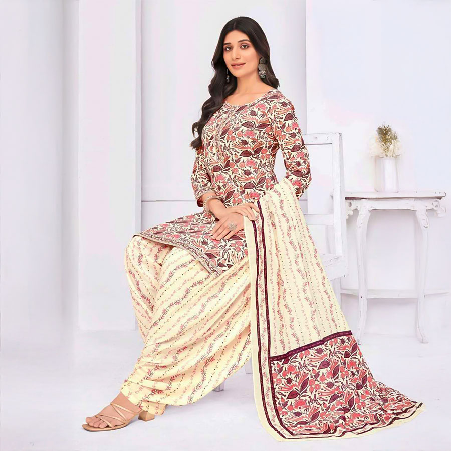 White  Cotton Casual Wear Salwar Kameez