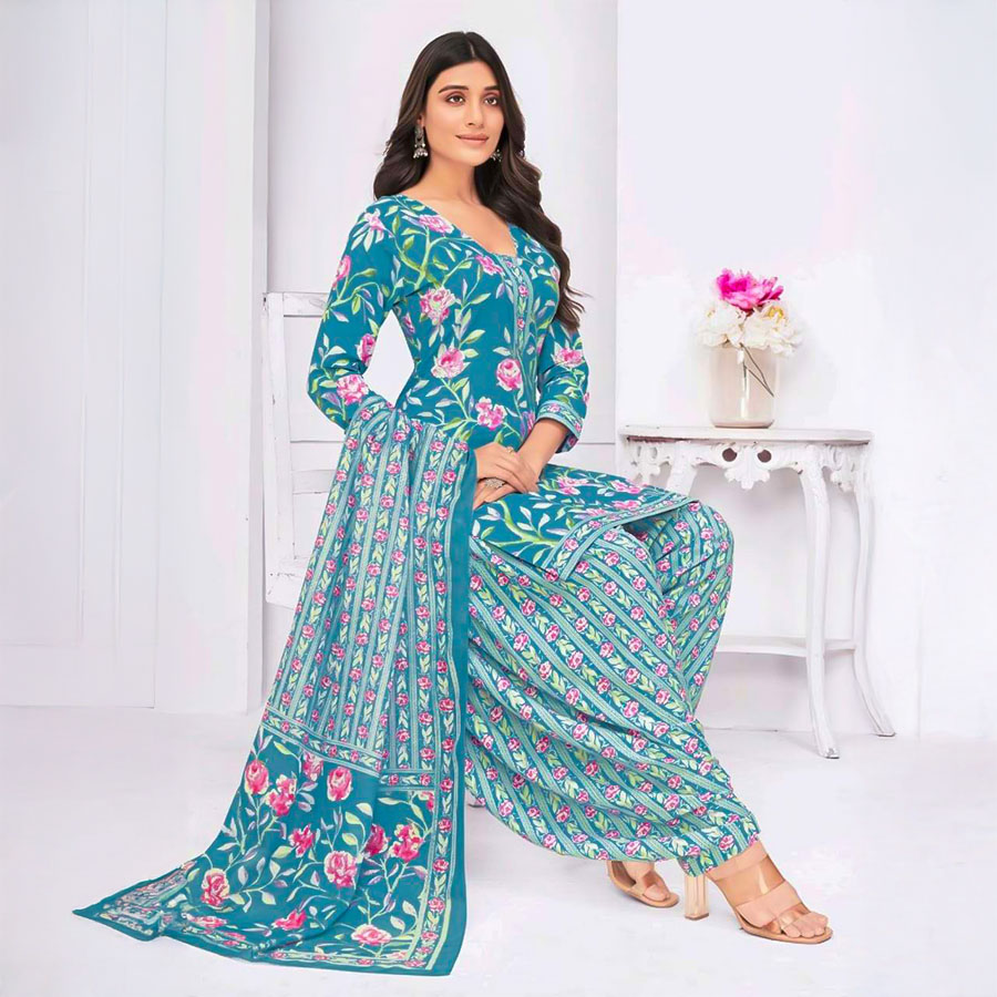 Green  Cotton Casual Wear Salwar Kameez
