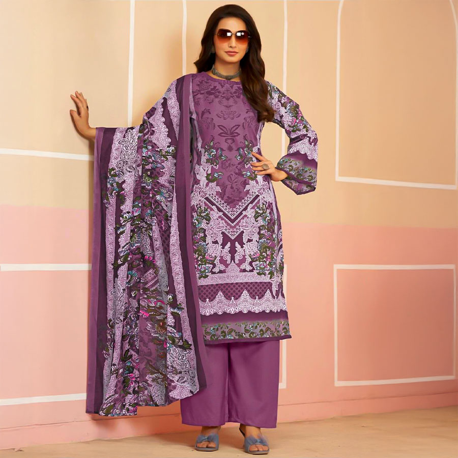 Violet  Rayon Casual Wear Salwar Kameez