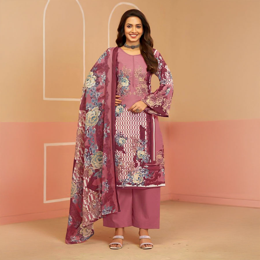 Pink  Rayon Casual Wear Salwar Kameez