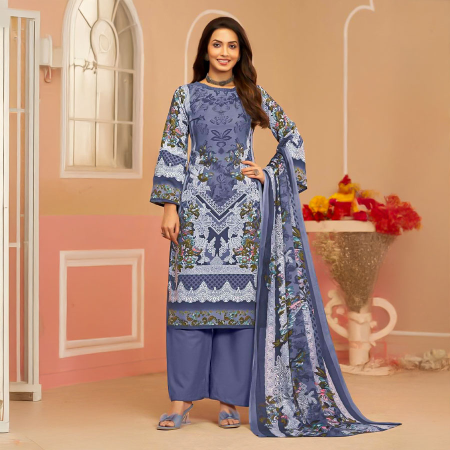 Blue  Rayon Casual Wear Salwar Kameez