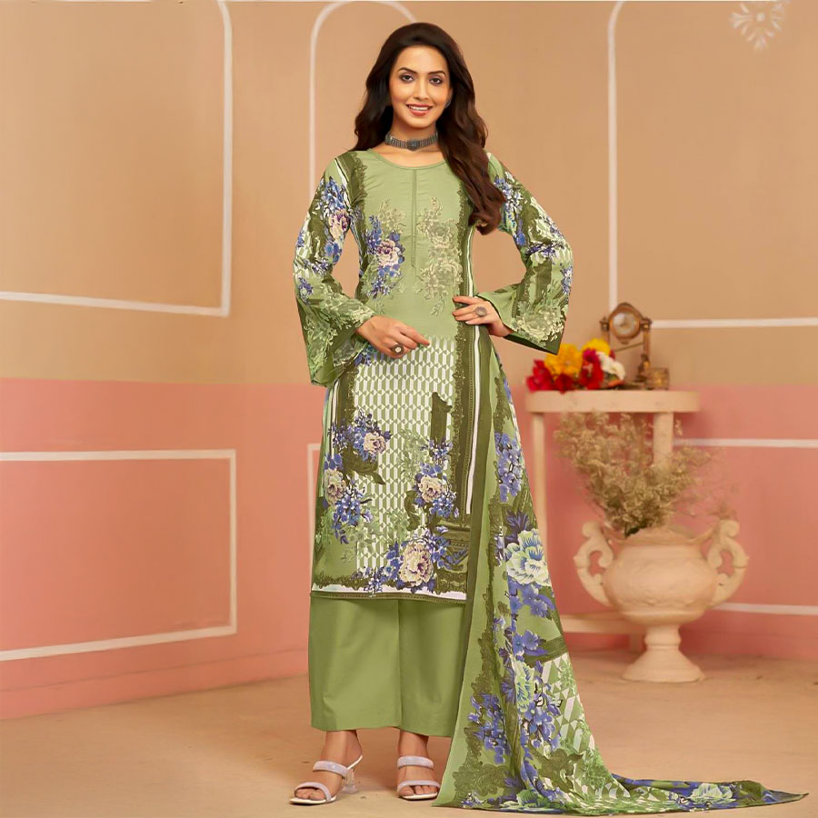 Green  Rayon Casual Wear Salwar Kameez