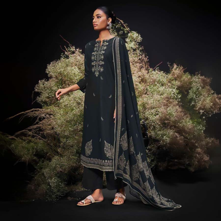 Black  Cotton Party Wear Salwar Kameez
