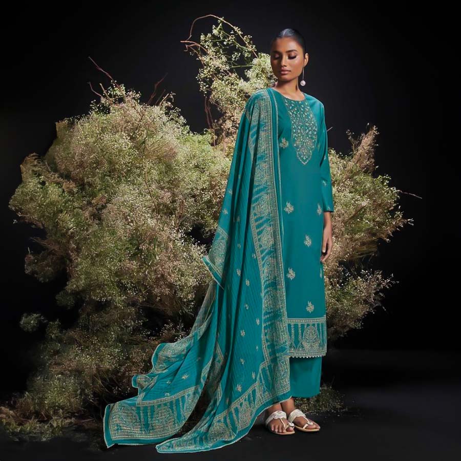 Green  Cotton Party Wear Salwar Kameez