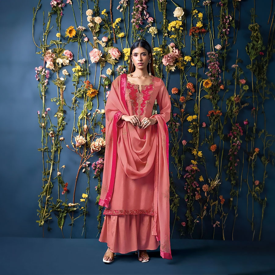 Pink Silk Designer Suit