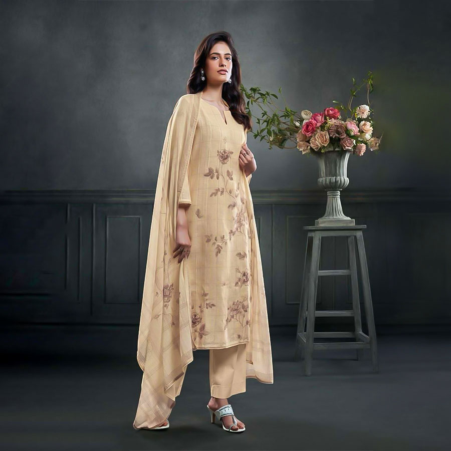 White Linen Cotton Party Wear Salwar Kameez