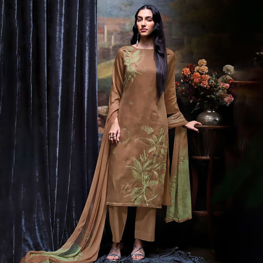 Brown Cotton Partywear Suit