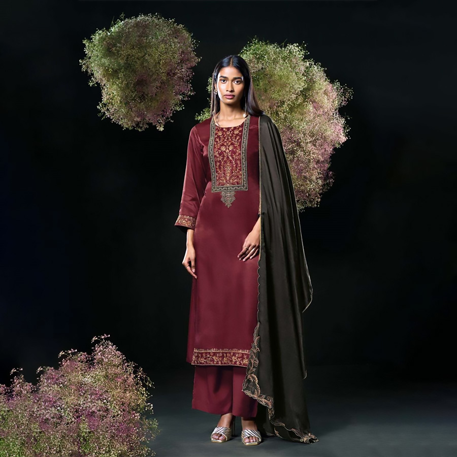 Maroon Silk Designer Suit