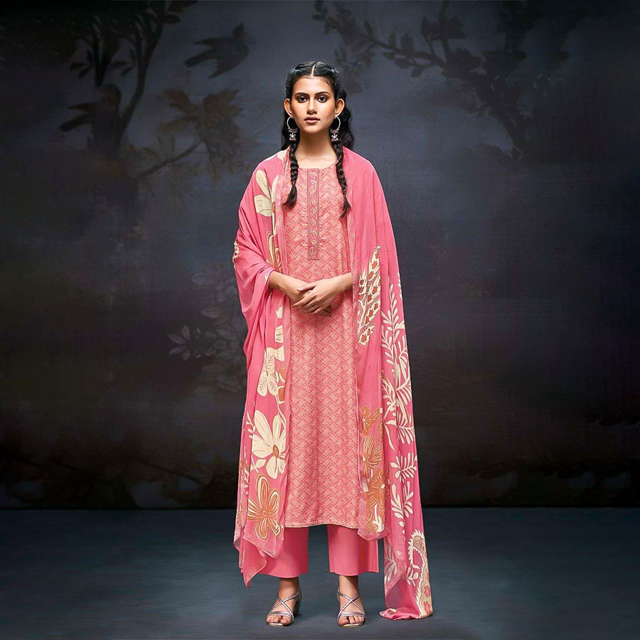 Pink Cotton Casual Wear Salwar Kameez