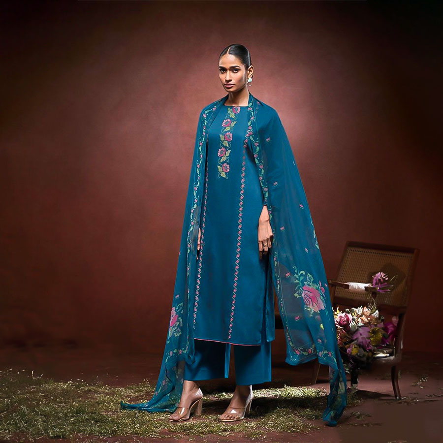 Blue  Cotton Casual Wear Salwar Kameez