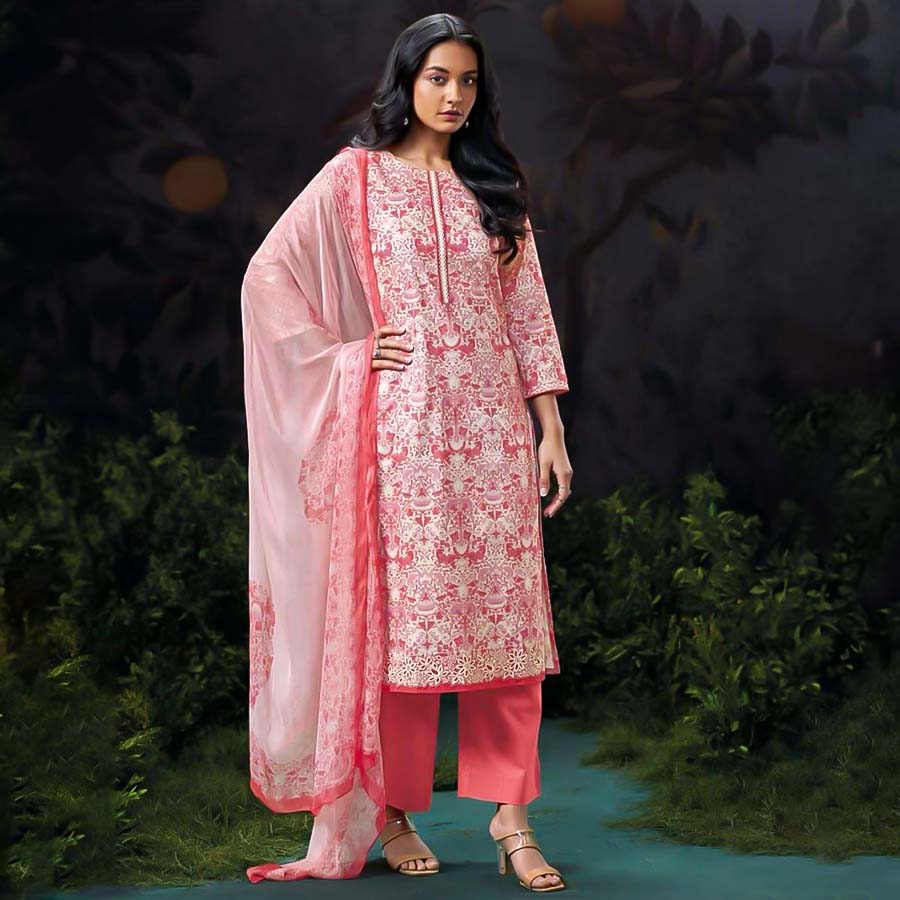 Red Cotton Casual Wear Salwar Kameez