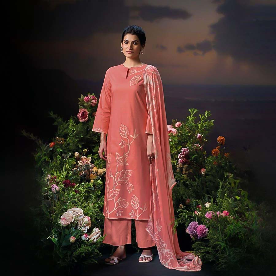 Pink Cotton Party Wear Salwar Kameez