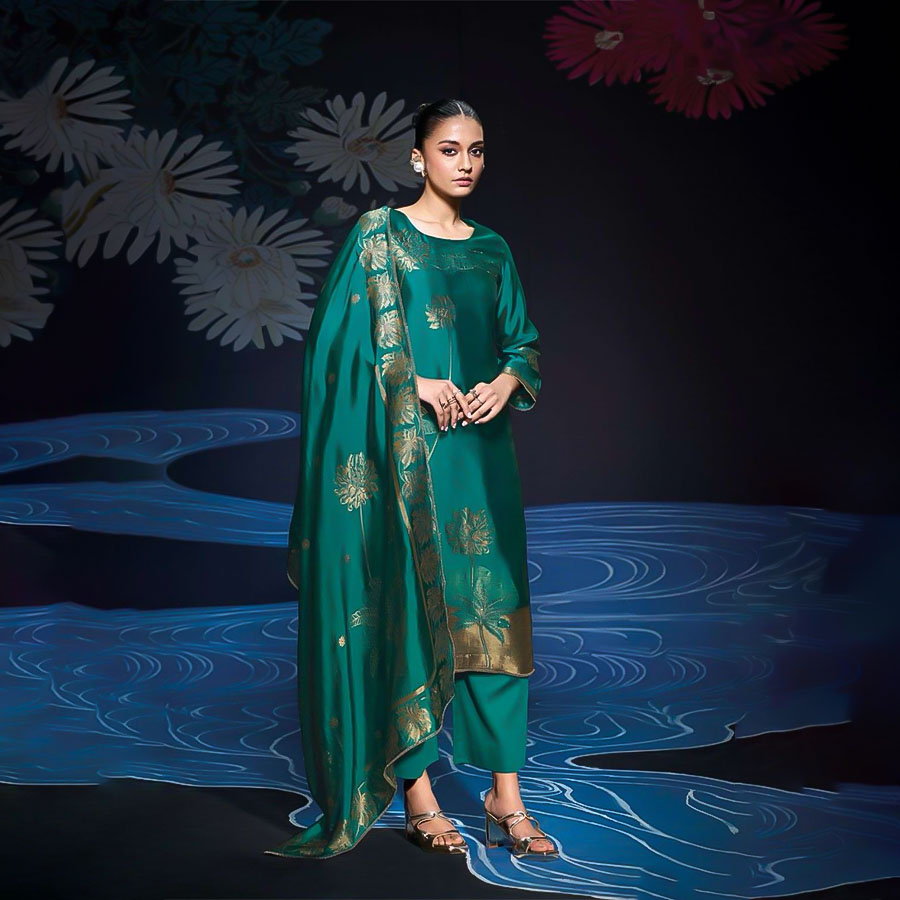 Green Viscose Party Wear Salwar Kameez