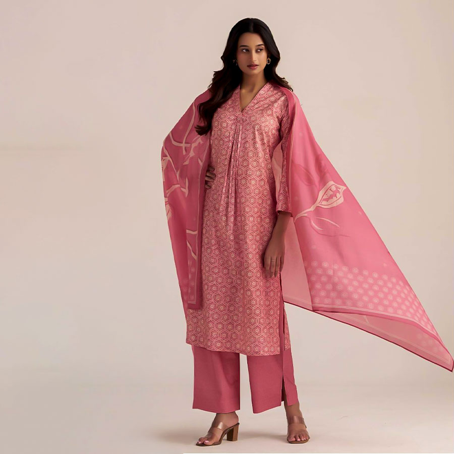 Pink  Cotton Casual Wear Salwar Kameez