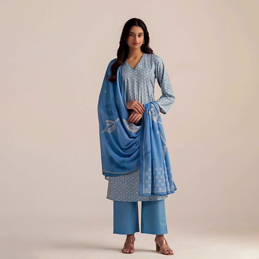 Blue  Cotton Casual Wear Salwar Kameez