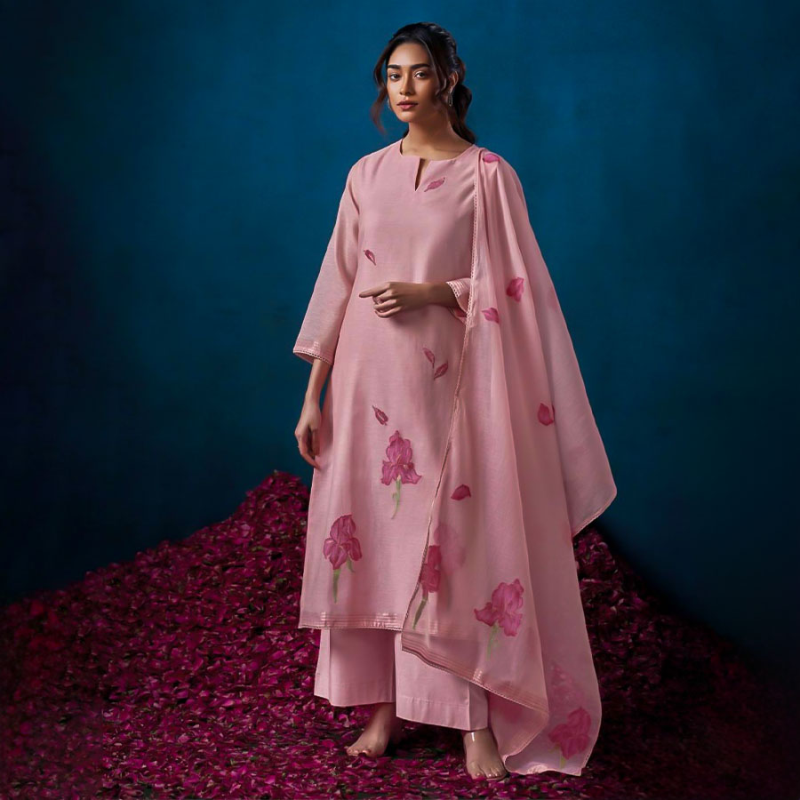 Purple Chanderi Jacquard Party Wear Salwar Kameez