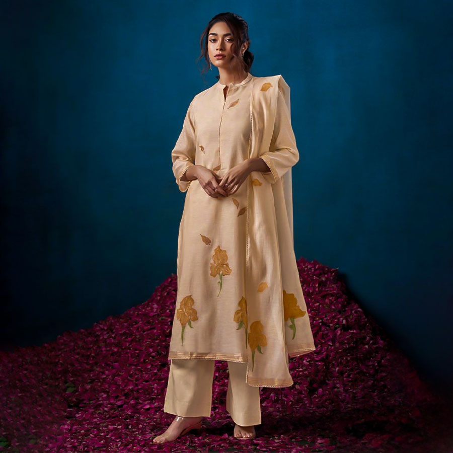 Violet Chanderi Jacquard Party Wear Salwar Kameez