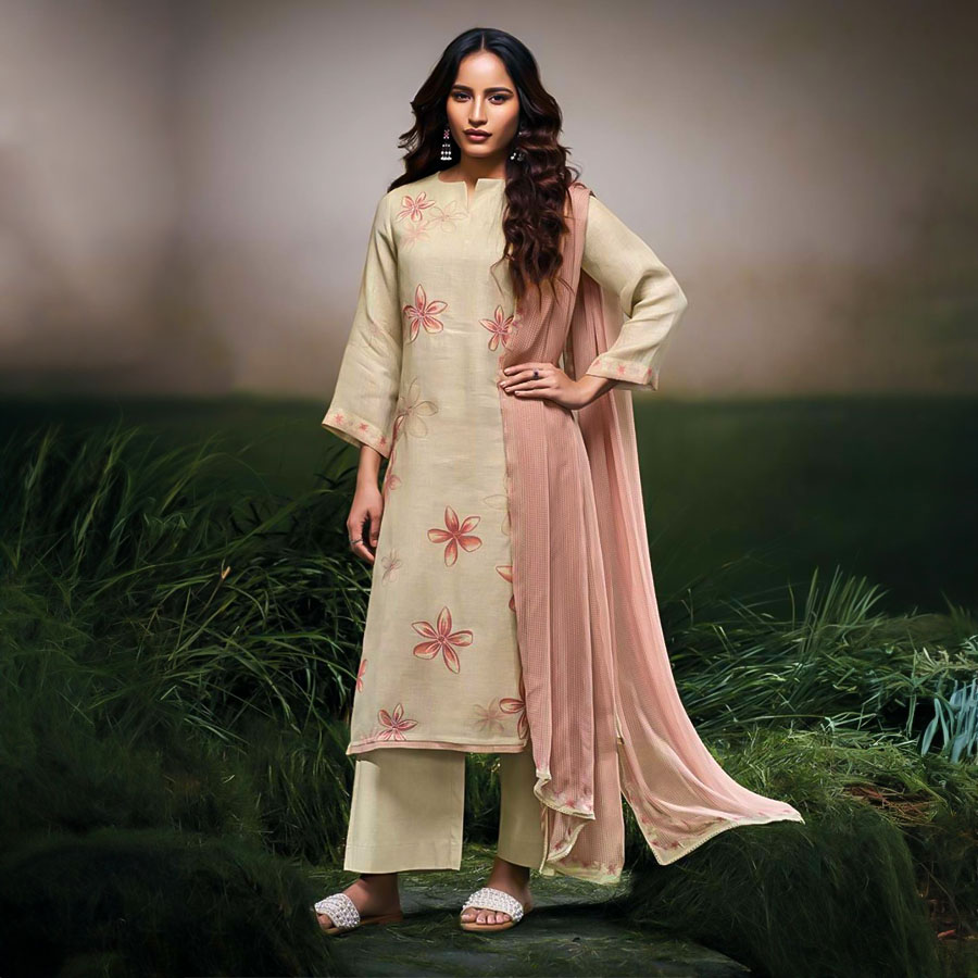 White  Linen Party Wear Salwar Kameez