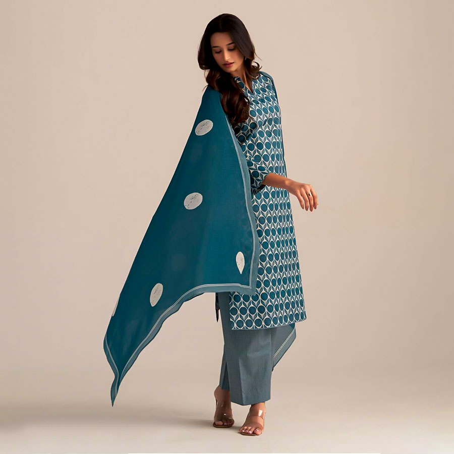 Blue  Cotton Casual Wear Salwar Kameez