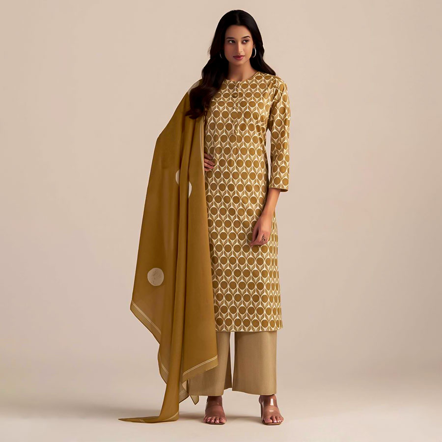 Brown Cotton Casual Wear Salwar Kameez