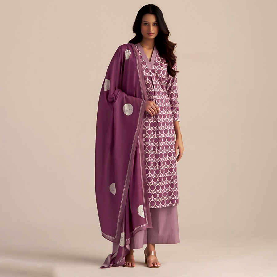 Purple Cotton Casual Wear Salwar Kameez