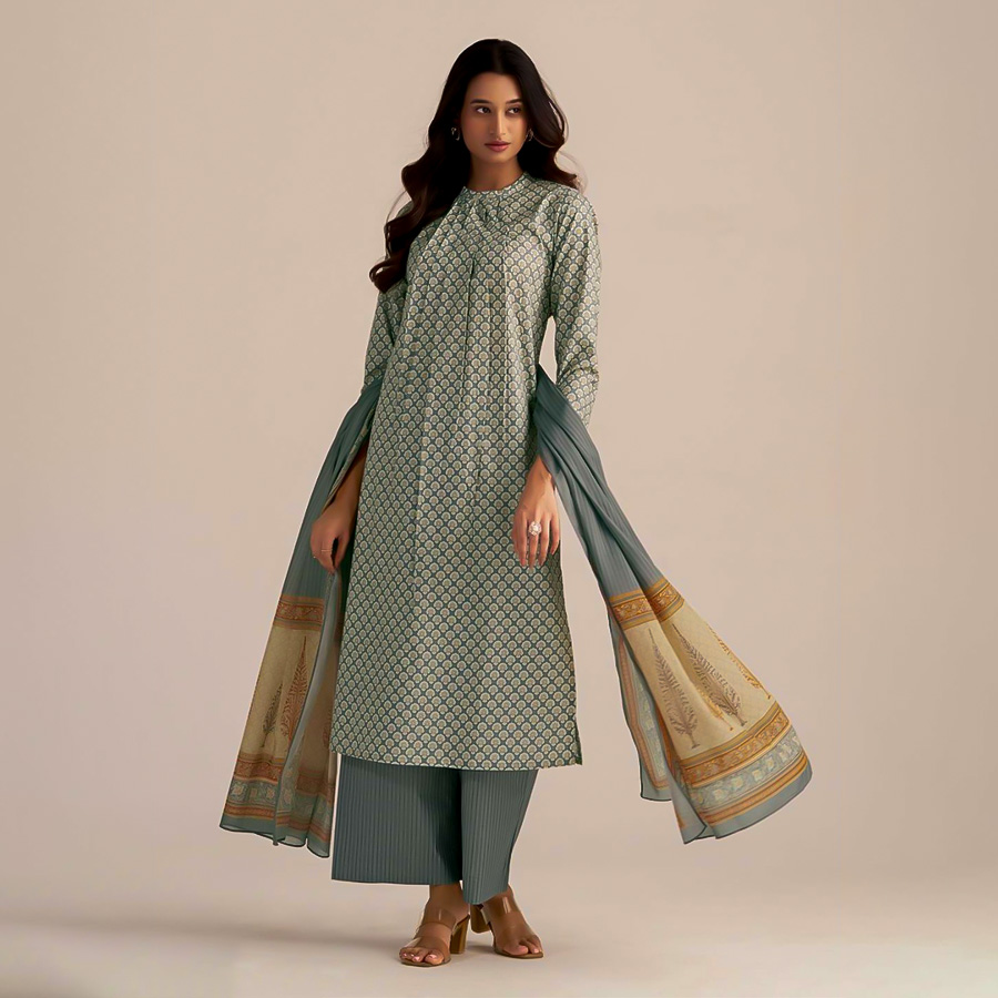 Grey Cotton Casual Wear Salwar Kameez