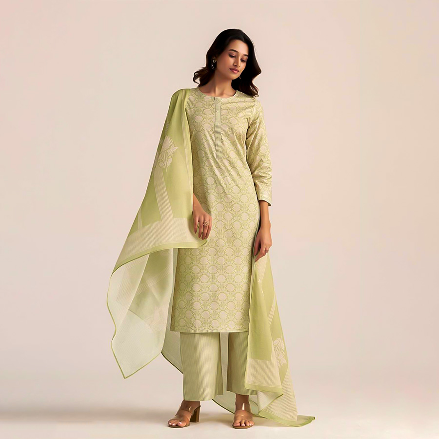 Green  Cotton Casual Wear Salwar Kameez