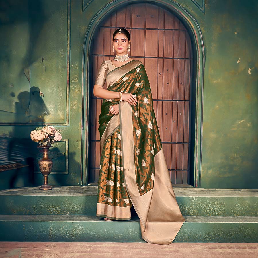 Green Zari Silk Casual Wear Saree