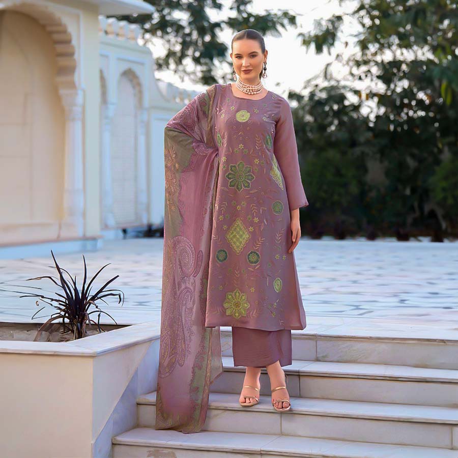 Purple Viscose Party Wear Salwar Kameez