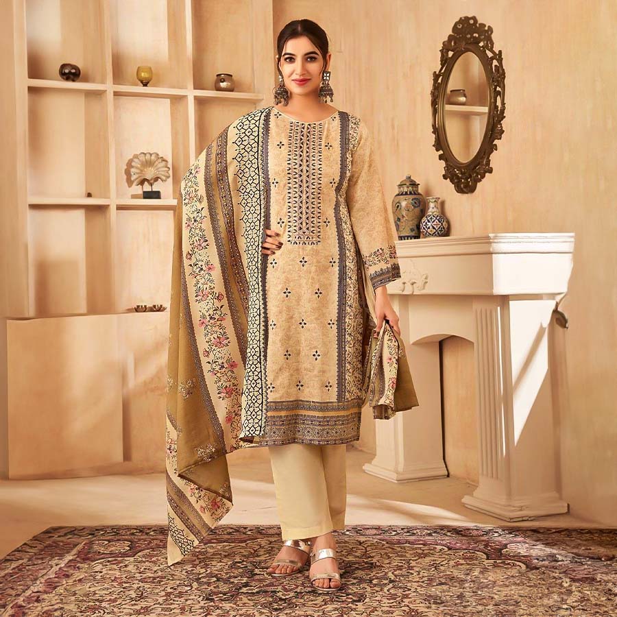 Yellow Cotton Casual Wear Salwar Kameez