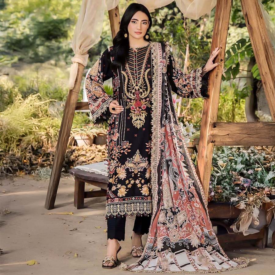 Black  Cotton Casual Wear Salwar Kameez