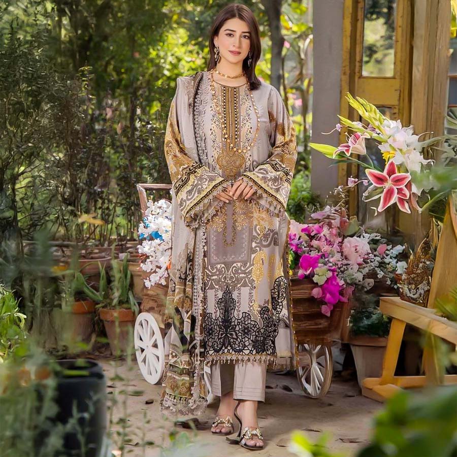 Grey Cotton Casual Wear Salwar Kameez