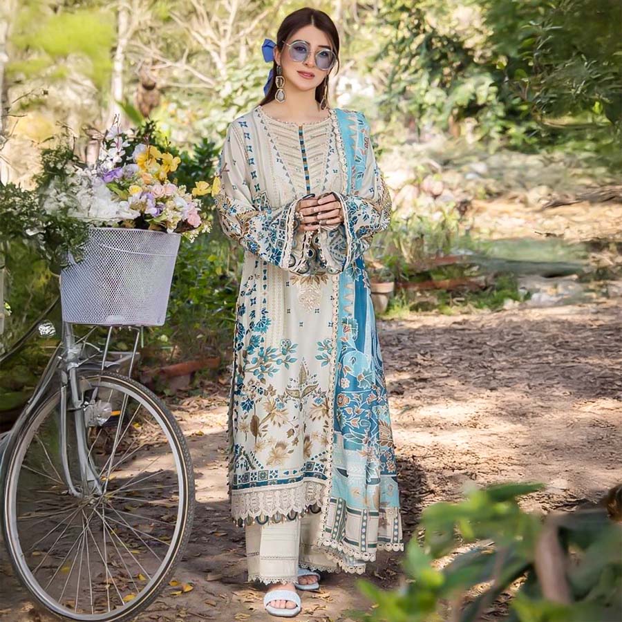 Blue Cotton Casual Wear Salwar Kameez