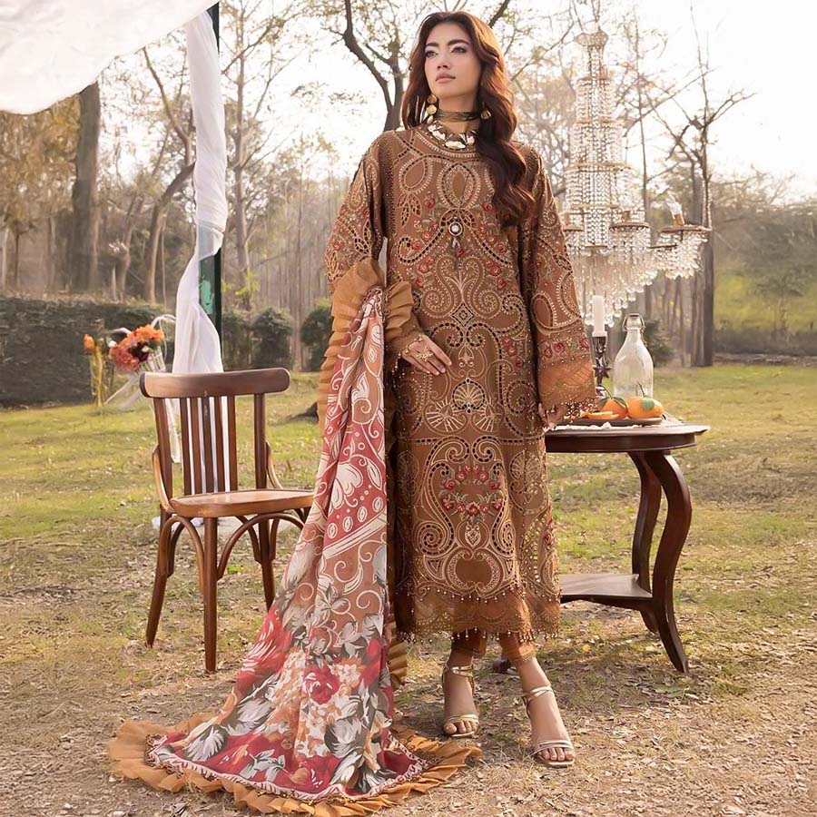 Brown  Cotton Casual Wear Salwar Kameez