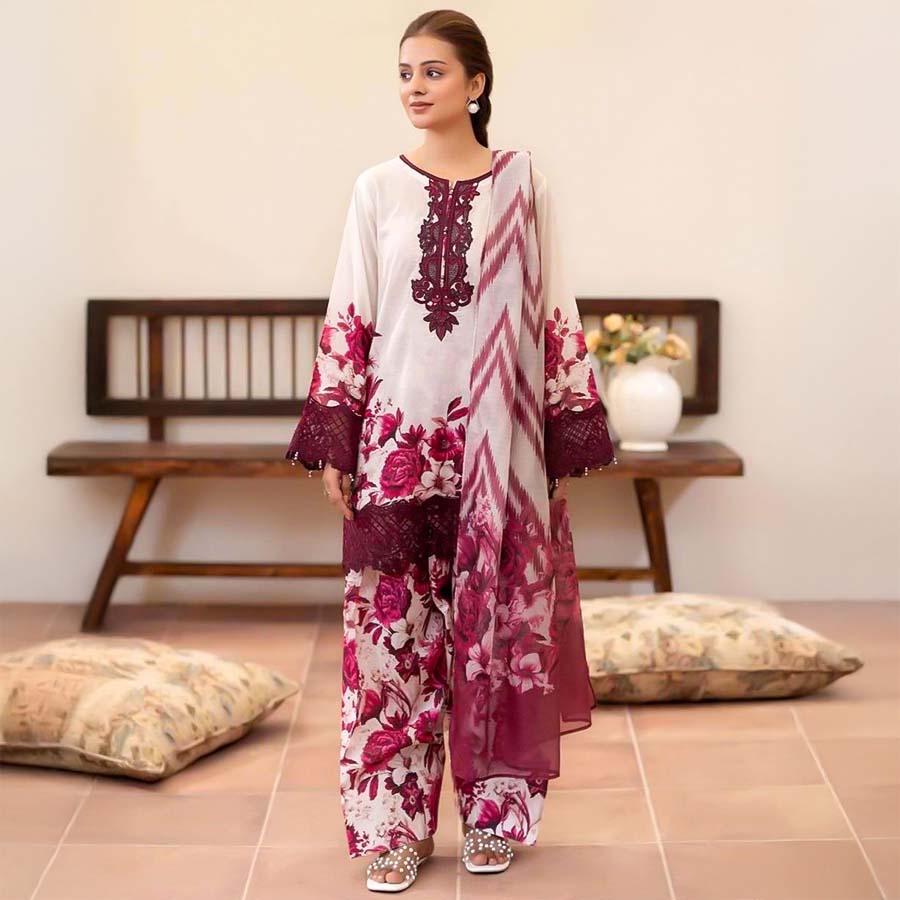 Red  Cotton Casual Wear Salwar Kameez