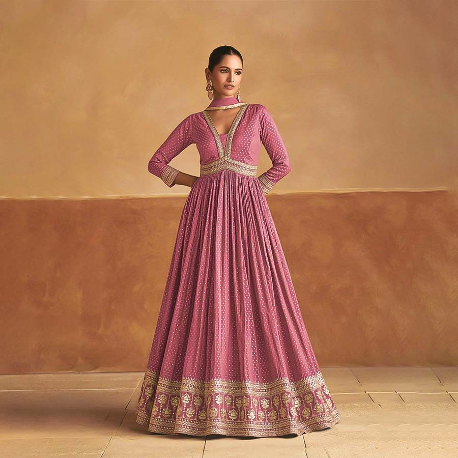 Pink Viscose Silk Designer Salwar Kameez