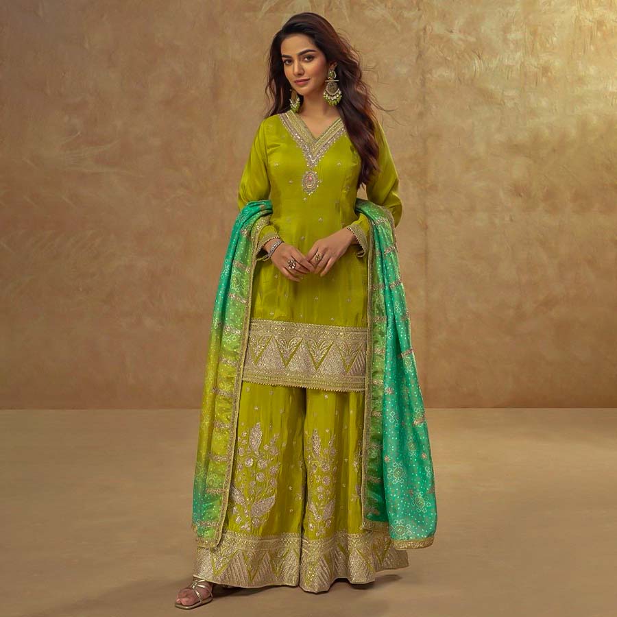 Green Simar Silk Designer Salwar Kameez